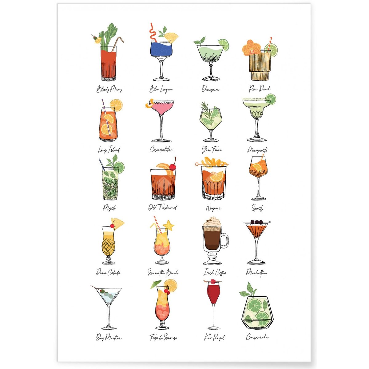 Affiche Multi Cocktail 2 blanc, L'AFFICHERIE