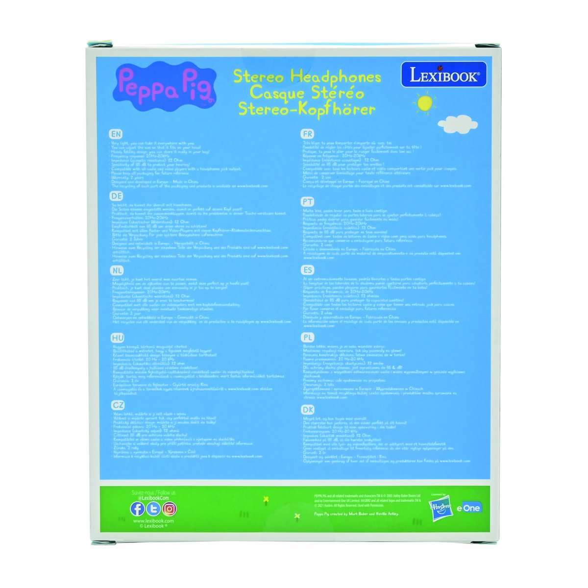 Casque stéréo filaire pliable Peppa Pig bleu, LEXIBOOK
