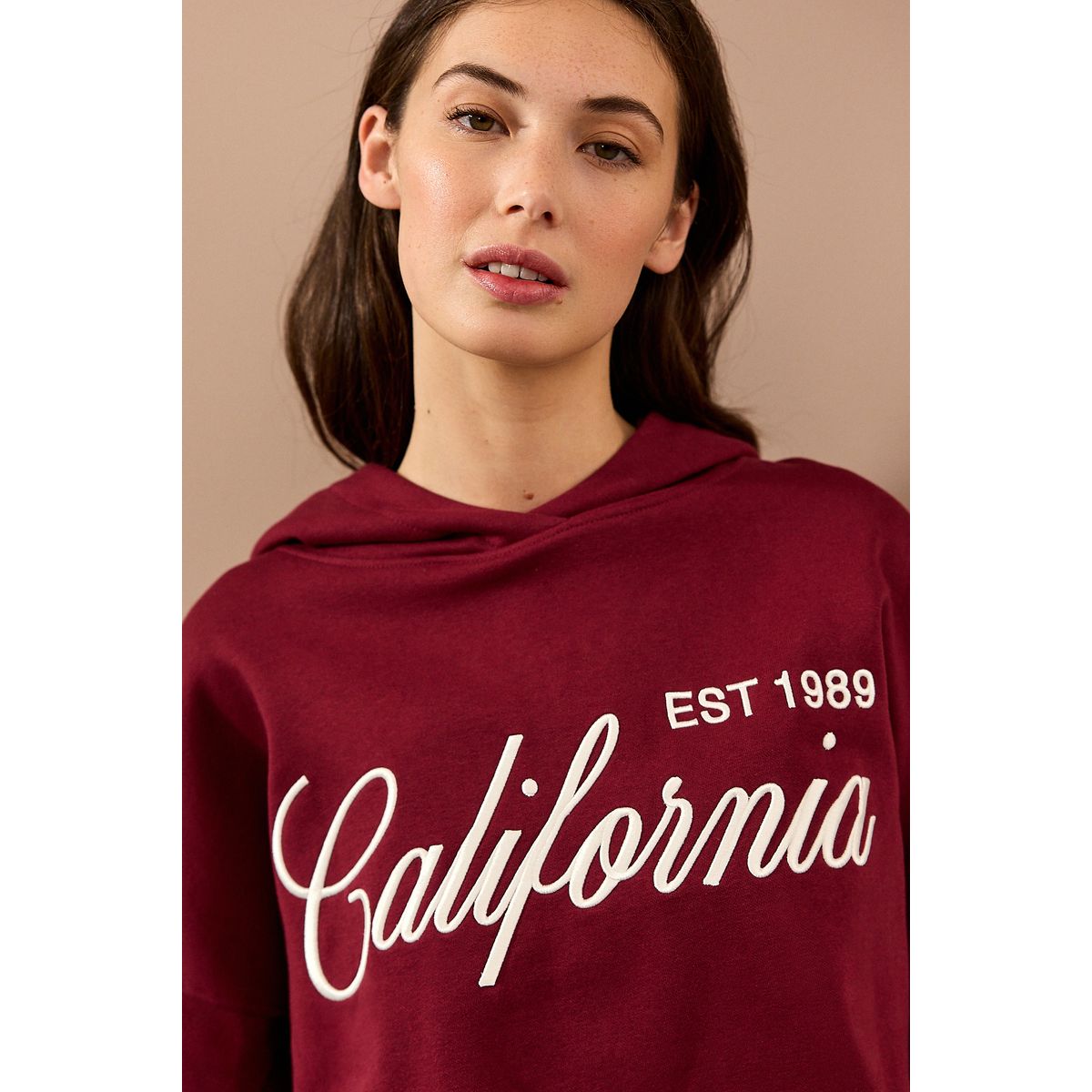 Sweat à capuche broderie california rouge bordeaux, NEXT