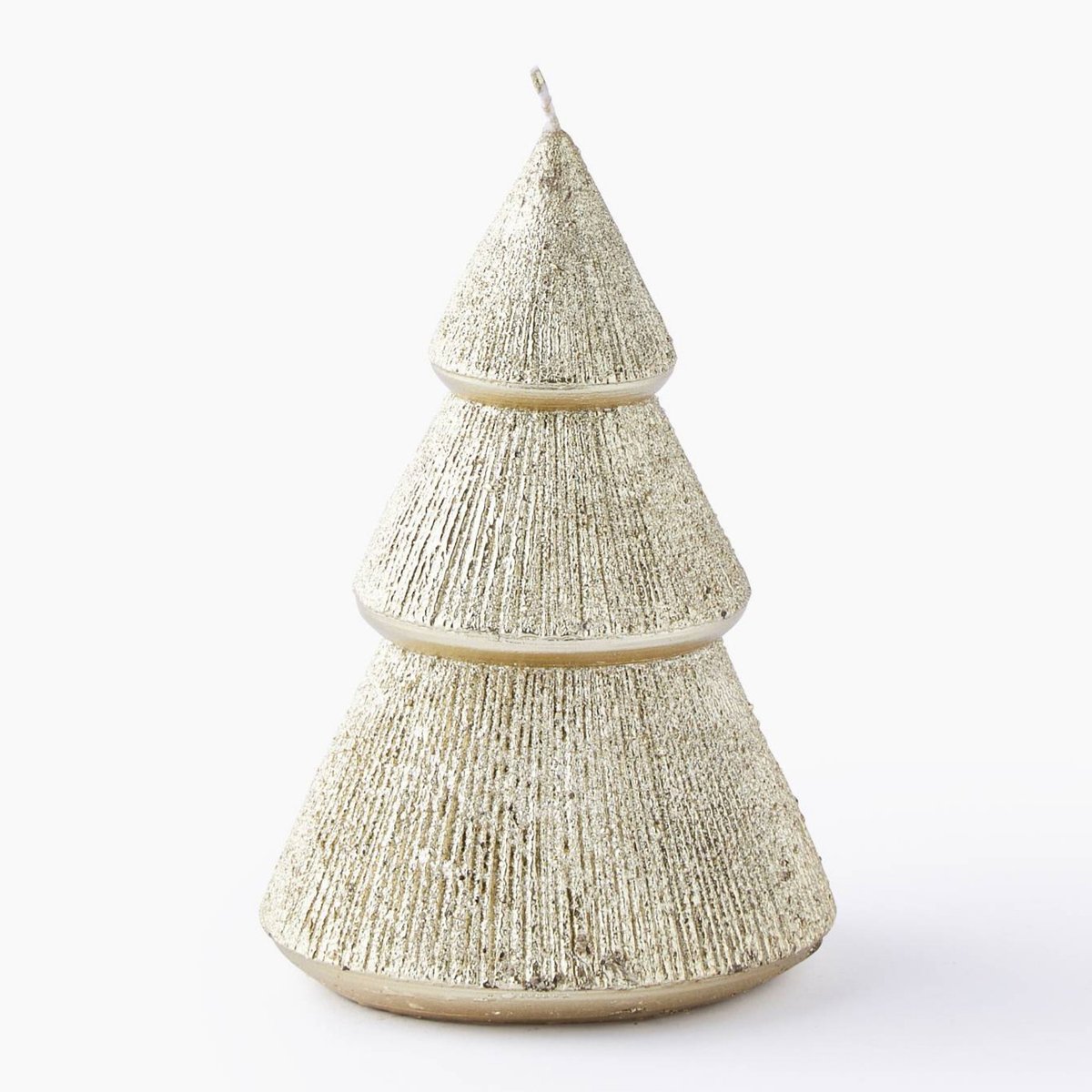 Bougie sapin, H13,5xD9cm, en cire dore, MONOPRIX