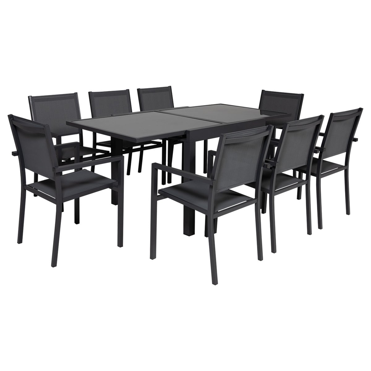 Salon de jardin, extensible, 8 pl, LAMPEDUSA gris anthracite, HAPPY GARDEN