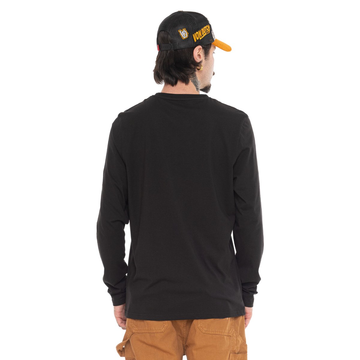 T-shirt homme regular manches longues jersey160GSM print devant Cohen noir/blanc, VON DUTCH