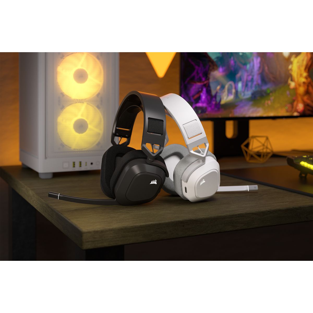 Casque gamer HS80 MAX Wireless blanc couleur unique, CORSAIR