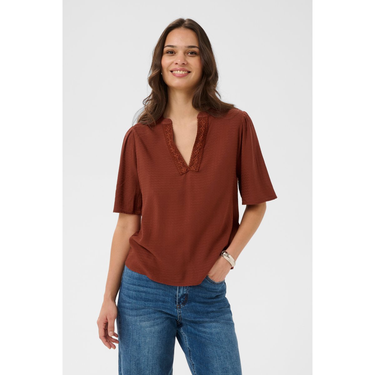Blouse à manches courtes orange henna, KAFFE
