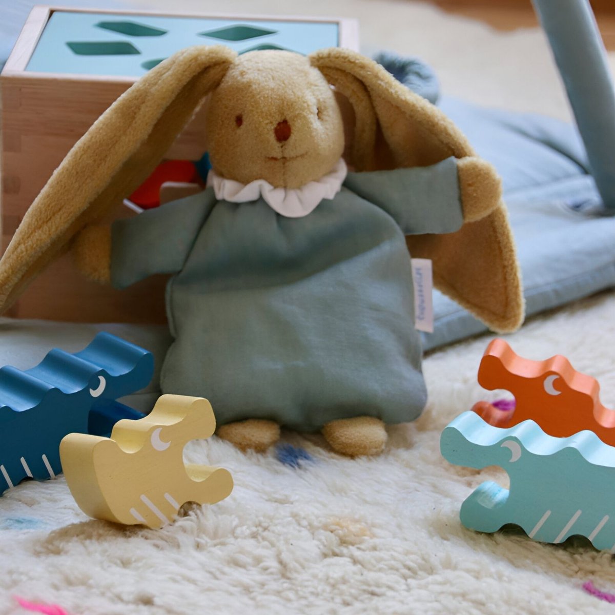 Peluche lapin céladon, TROUSSELIER