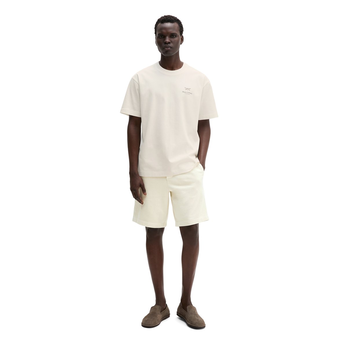 T-shirt loose avec impression dans le dos blanc naturel, MARC O'POLO