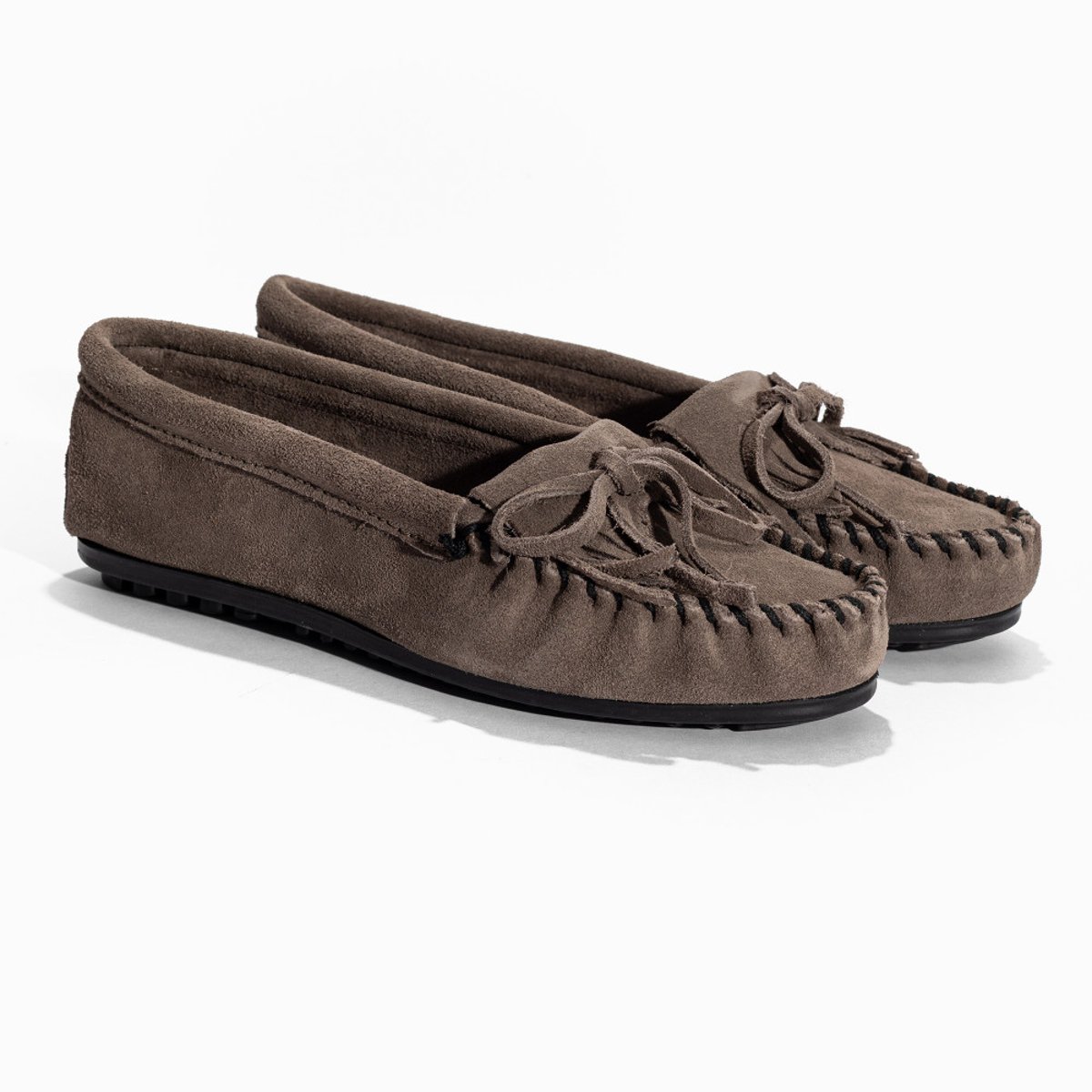 Mocassins en cuir Kilty hardsole gris, MINNETONKA
