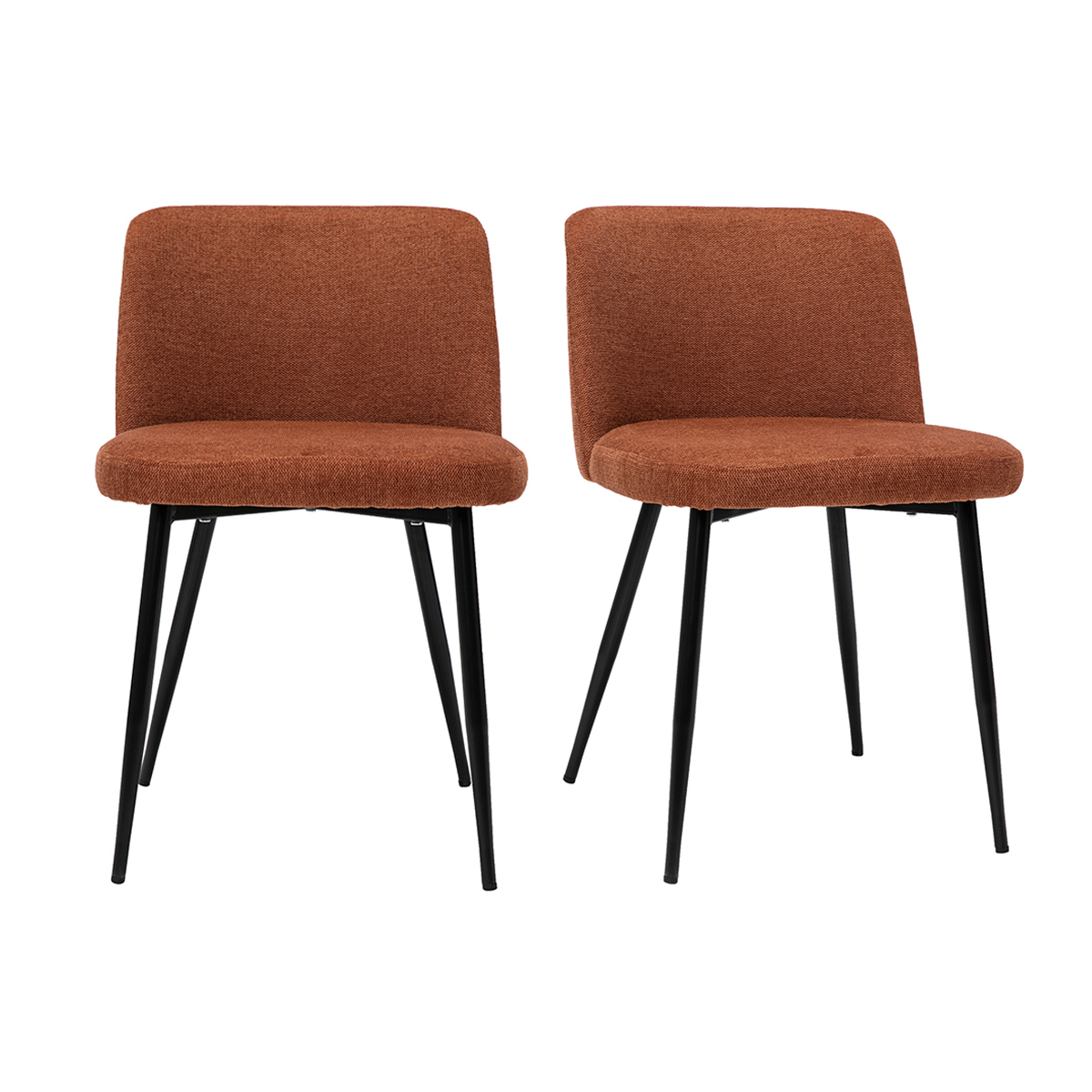 Chaises scandinaves en tissu effet velours texturé et métal noir (lot de 2) MONTI terra cotta, MILIBOO