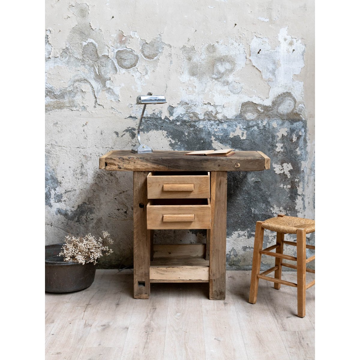 Petit établi en bois avec tiroirs Fernand N°461 - Bon état bois clair, DEBONGOUT