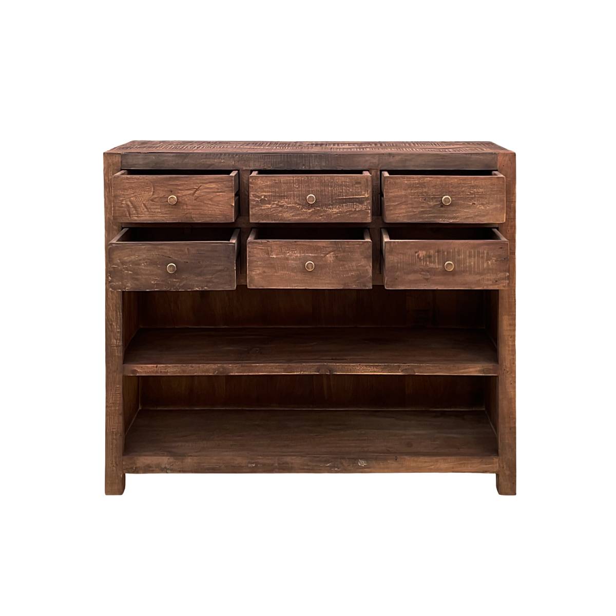 Buffet 6 tiroirs en bois recyclé INDRA bois foncé, MADE IN MEUBLES