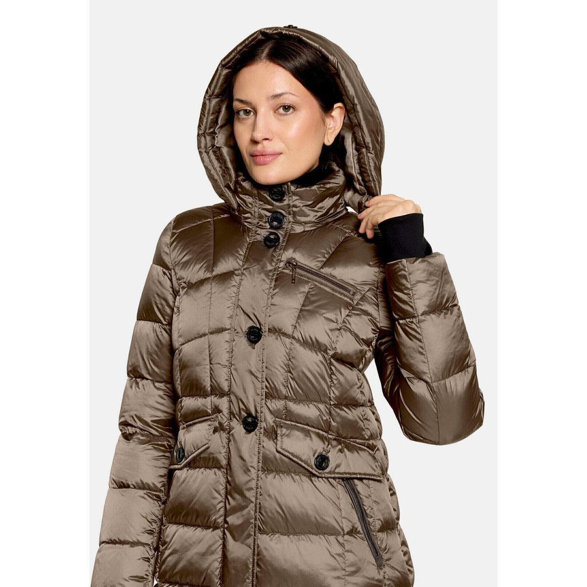 Veste d'hiver à capuche amovible dark earth, GIL BRET