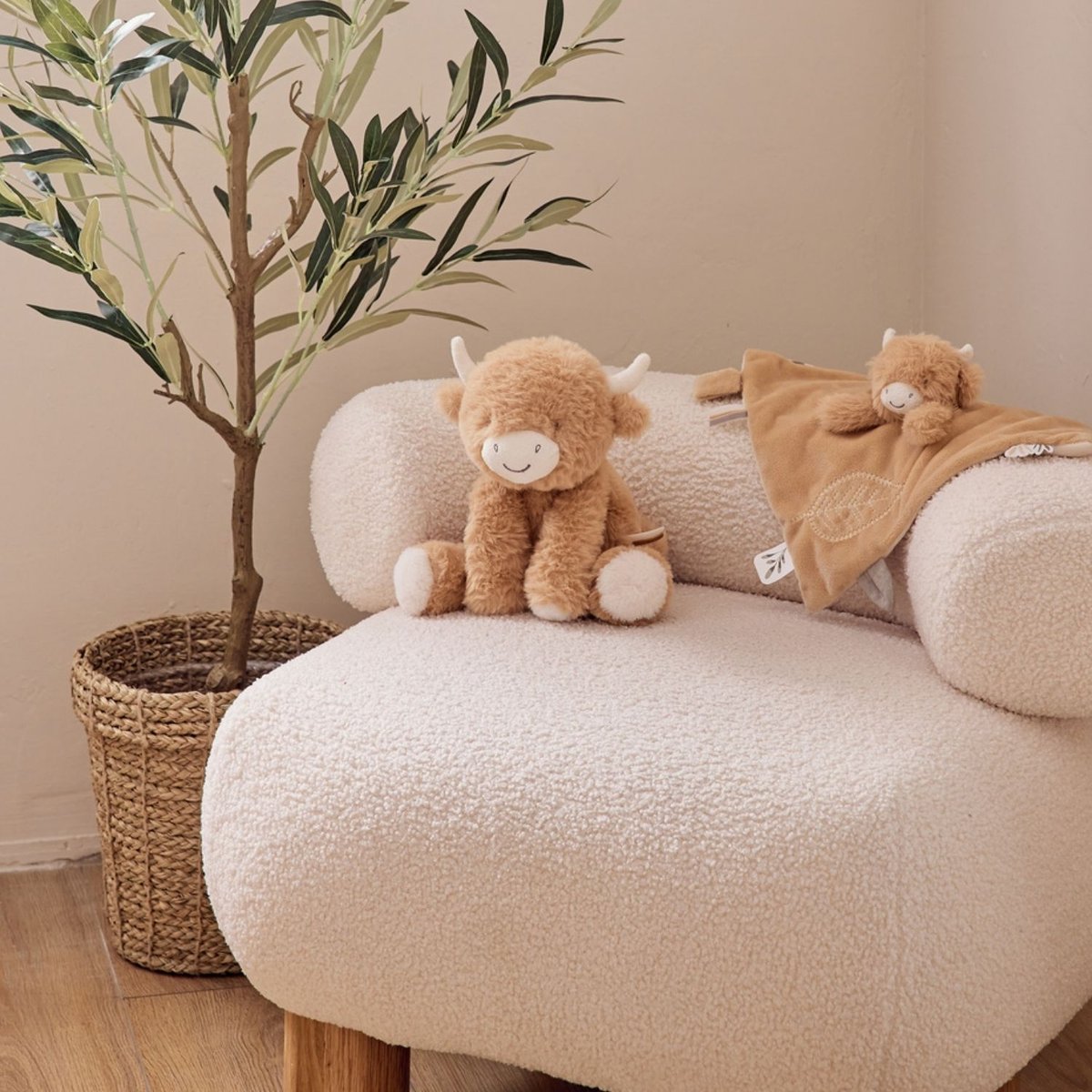 Doudou plat attache sucette beige, NOUKIE'S