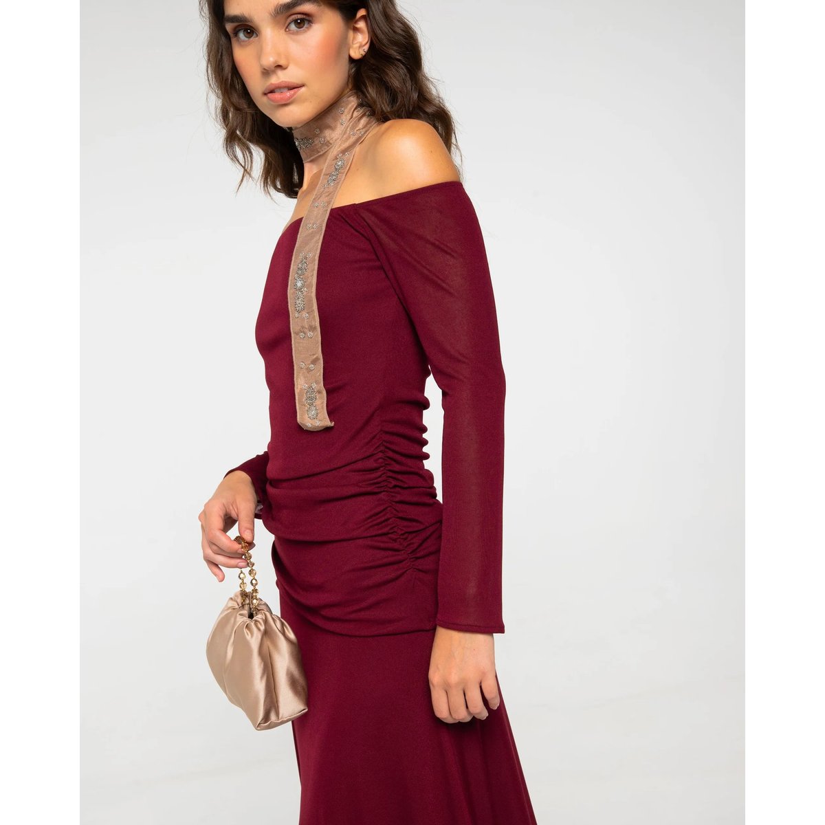 Robe de lingerie à bretelles MERCEDES rouge, THE-ARE