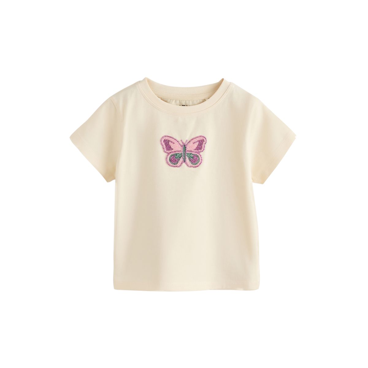 T-shirt orné de perles papillon écru, NEXT