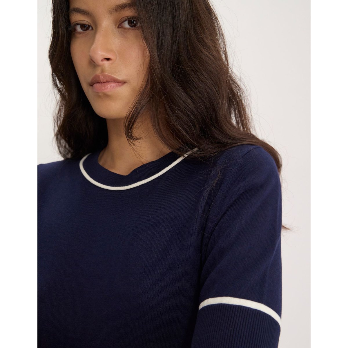 Top Hilda en coton bleu marine, INES DE LA FRESSANGE PARIS