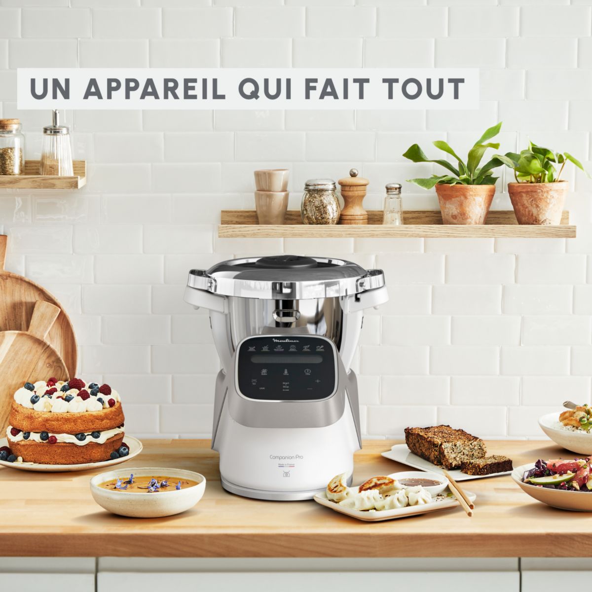 Robot cuiseur companion pro + cuiseur vapeur YY5286FG couleur unique, MOULINEX