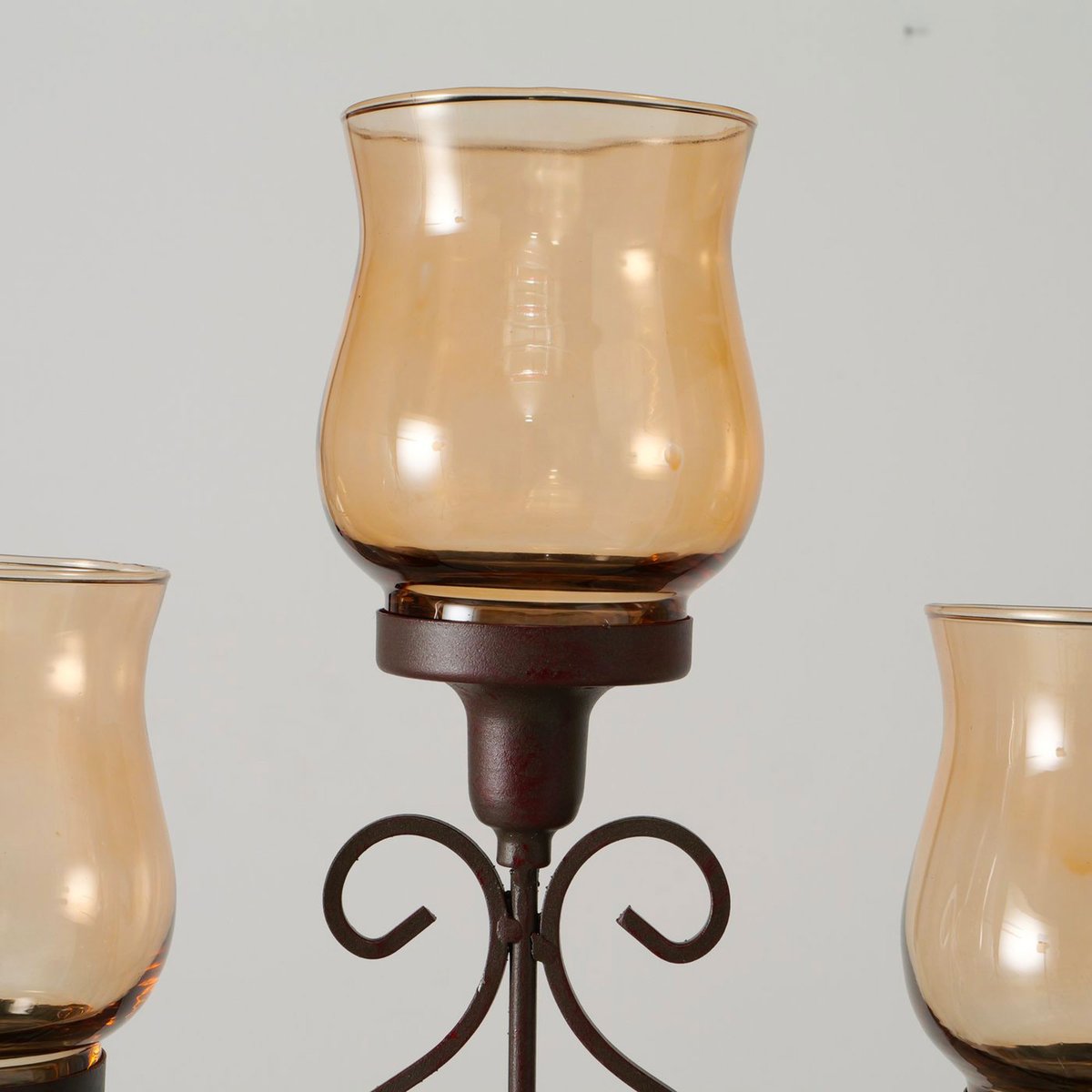 Grand photophore en métal et verre 35x14x68.5cm marron, WADIGA