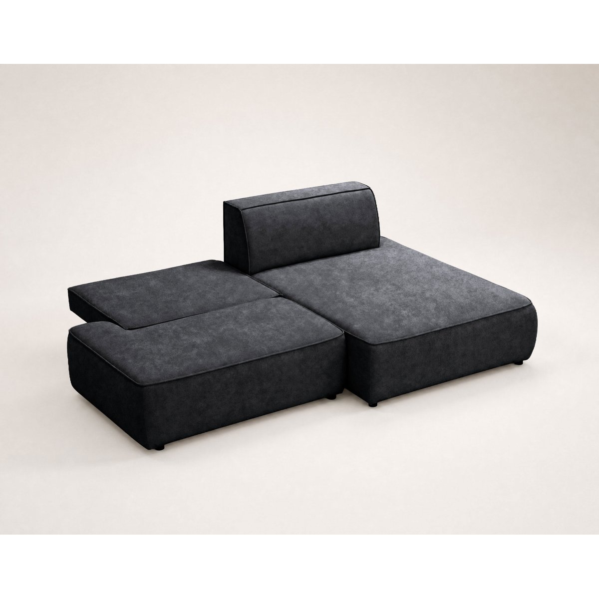 Canapé d'Angle Convertible en Velours 4 places - LISETTE noir, BEST MOBILIER