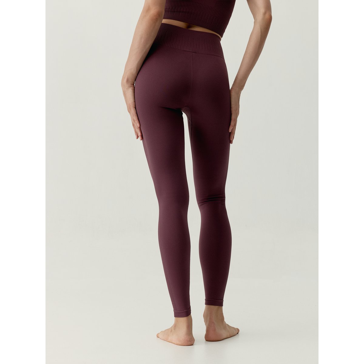 Legging de sport femme Naia longueur longue taille haute vin cerise, BORN