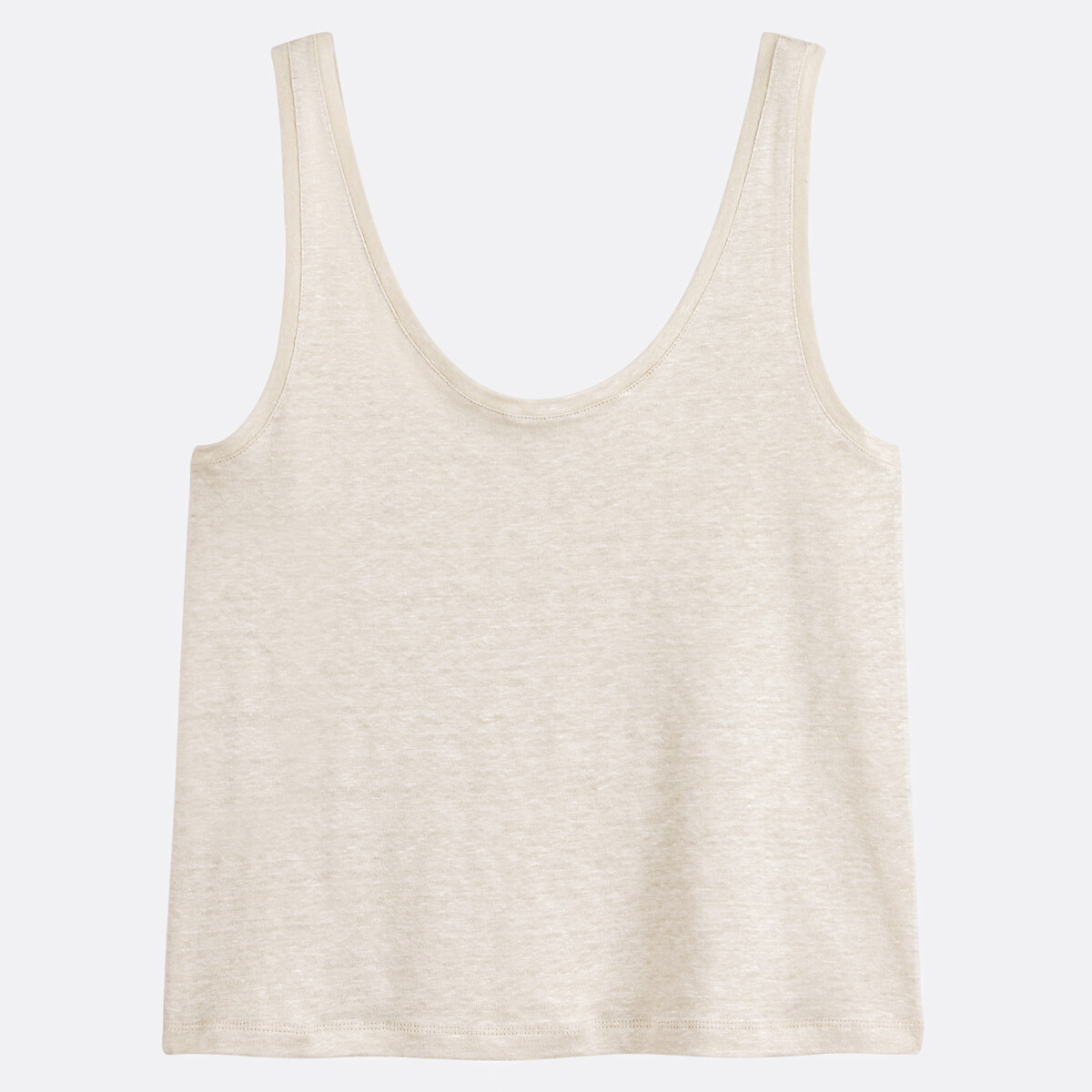 Linen crew neck vest top ivory, LA REDOUTE COLLECTIONS
