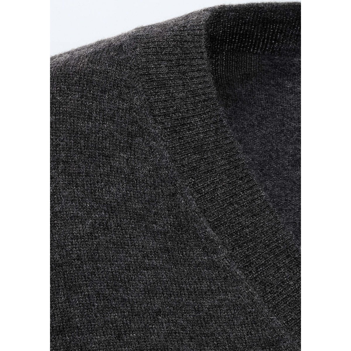 Pull-over maille 100 % laine col montant gris anthracite, MANGO