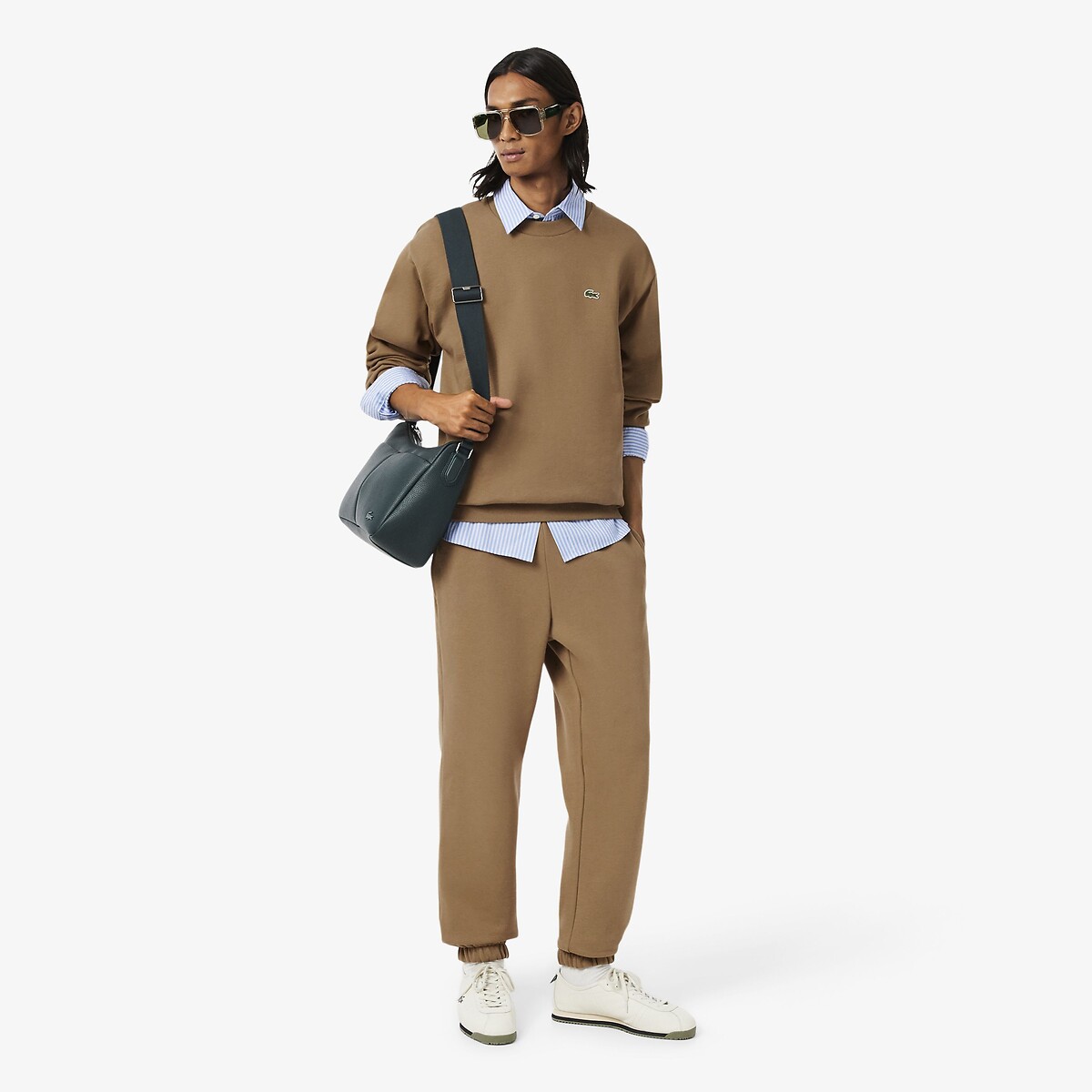 Sweatshirt en molleton camel, LACOSTE