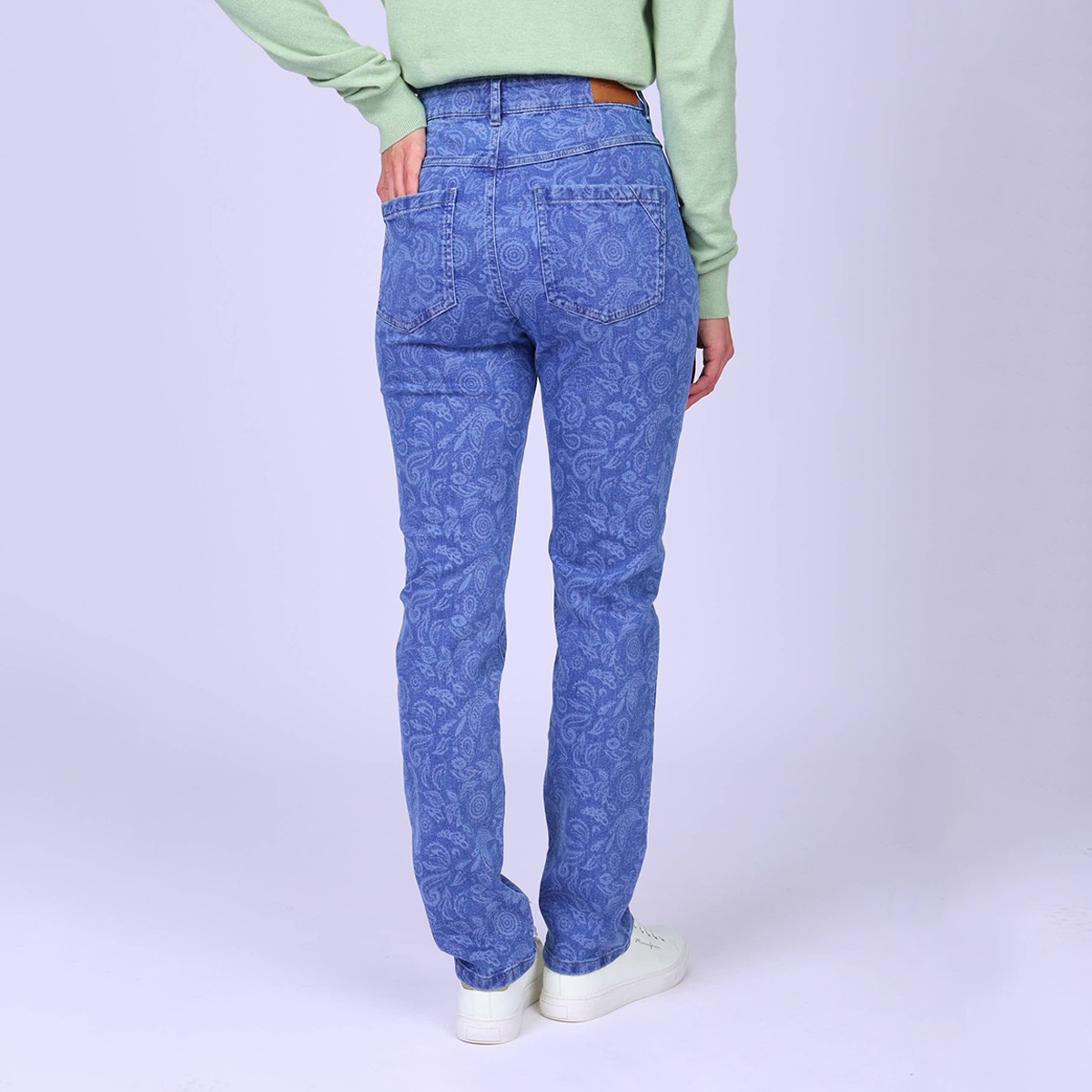 Jean imprimé confort blue bleached, MISE AU GREEN