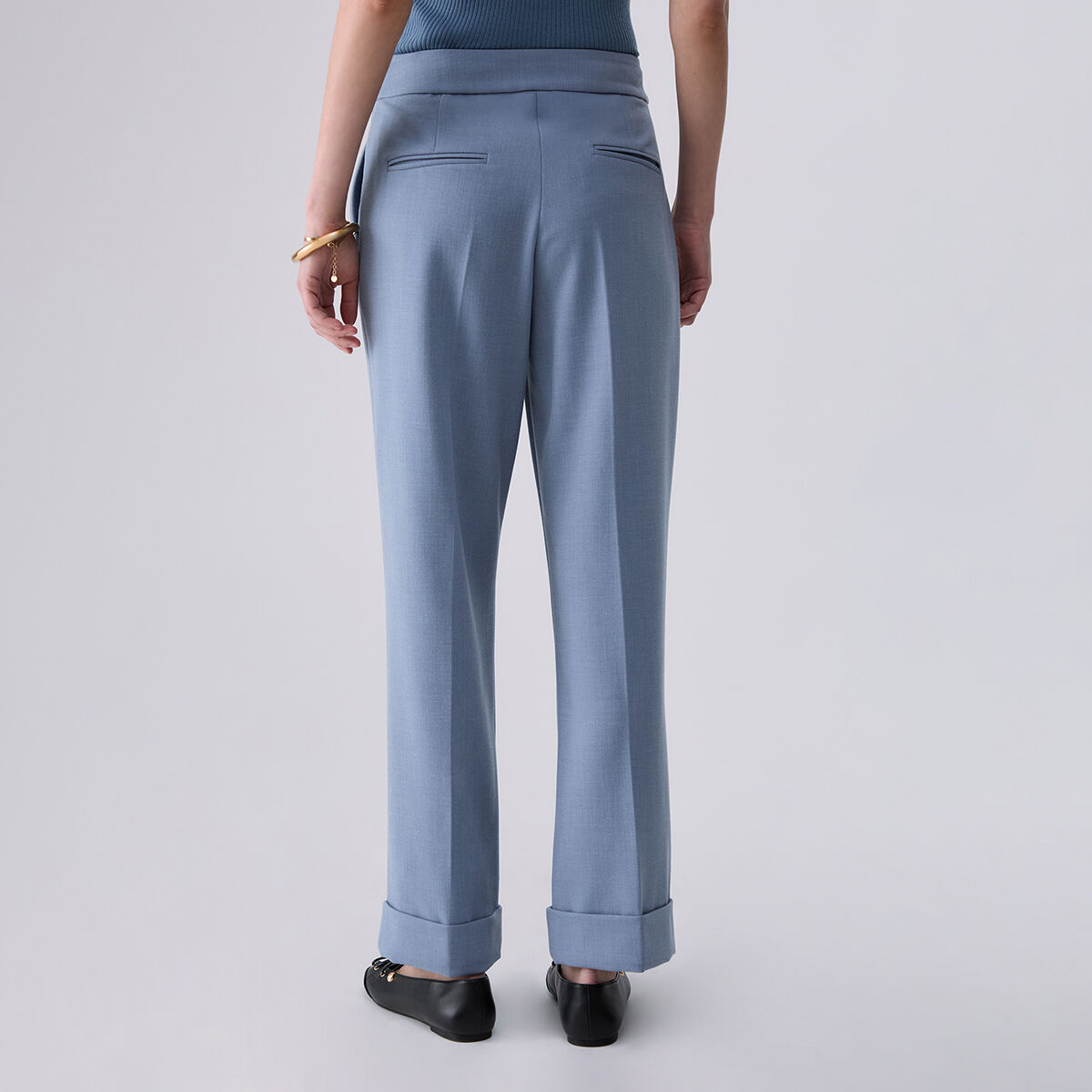 Pantalon Mélangé avec Revers bleu clair, LIU JO