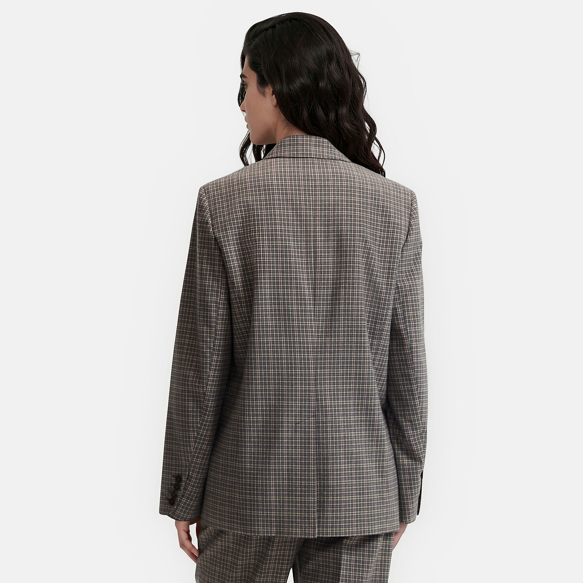 Checked Oversized Blazer checks on grey background, LA REDOUTE COLLECTIONS
