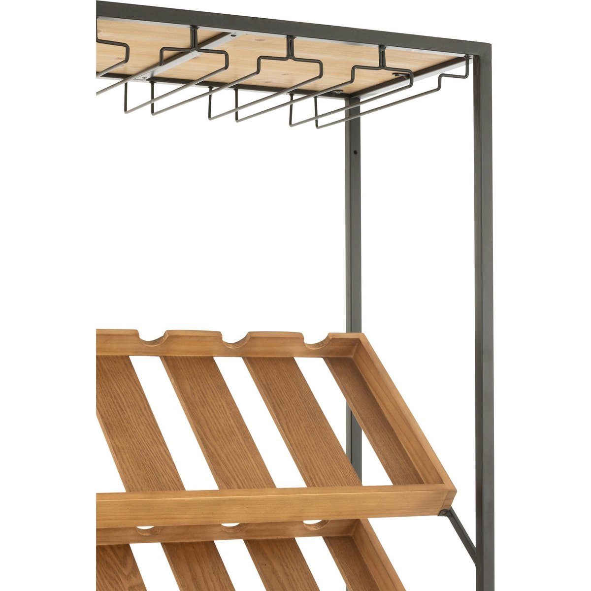 Meuble bar rectangulaire en bois avec rangements pour bouteilles bois naturel et métal noir, RECOLLECTION