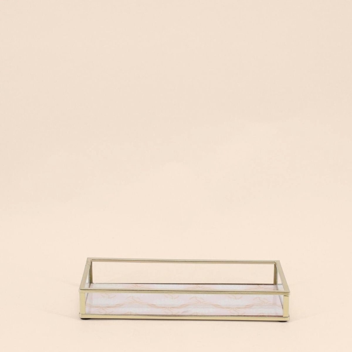 Plateau à bijoux en verre et métal 20x10cm doré, ORNAMI
