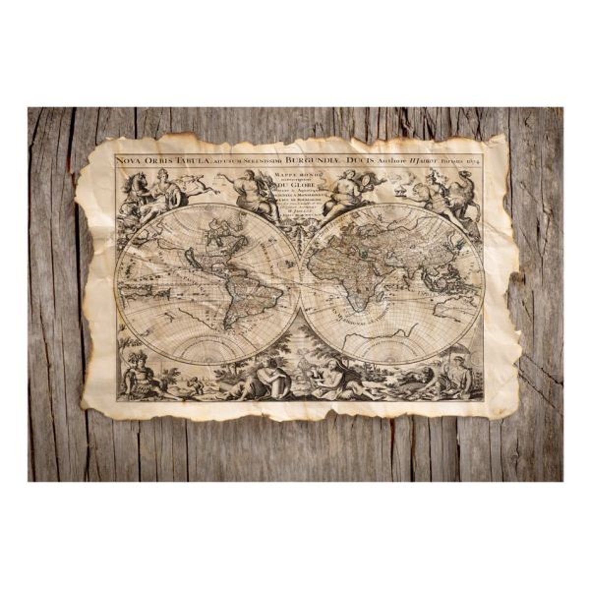 Papier peint intissé panoramique Carte du monde Nova Orbis Tabula beige, EDEN