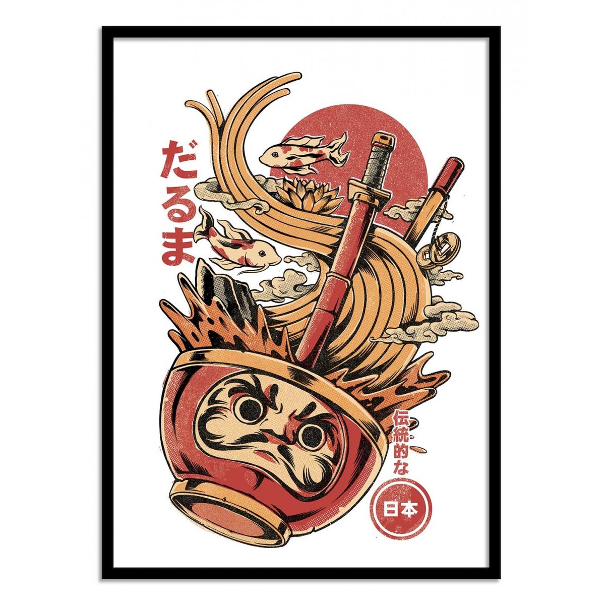 Affiche d'art - Daruma - Ilustrata couleur unique, WALL EDITIONS