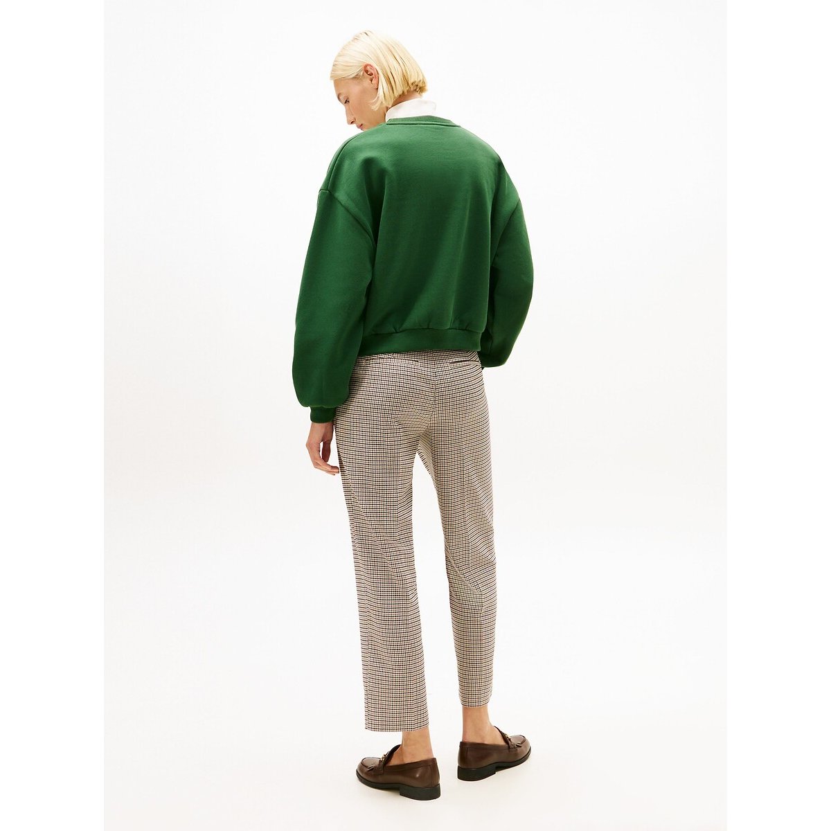 Sweat de gola redonda com brasão bordado verde, TOMMY HILFIGER