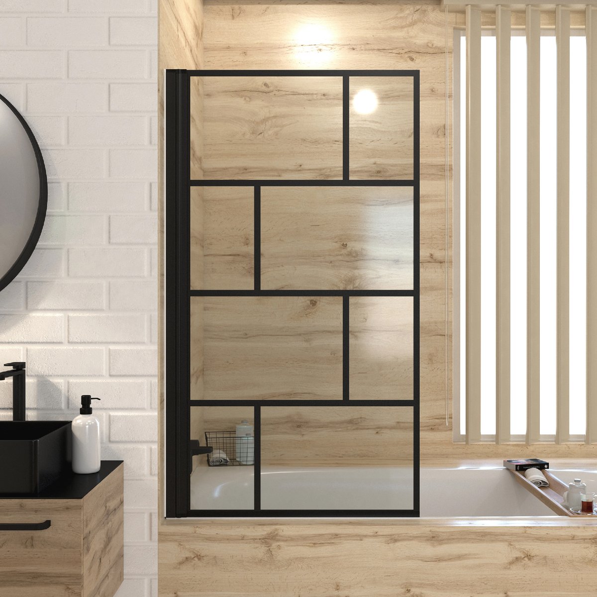 Pare baignoire au style industriel noir, HOME MAISON