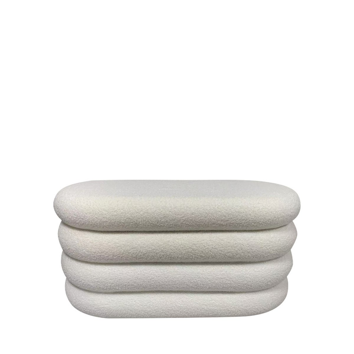 Banc coffre en tissu bouclette L85cm- MIRO blanc, DRAWER