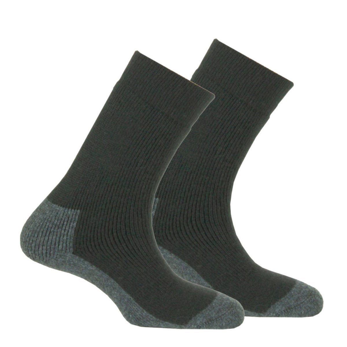 Pack de 2 mi-chaussettes toute bouclette à base de laine noir gris, KINDY