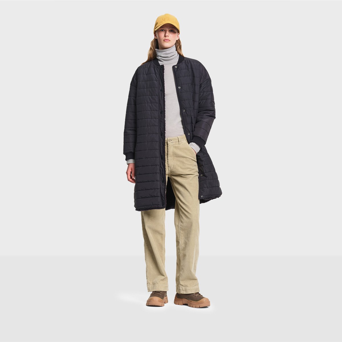 Manteau long réversible sherpa oversize noir, AIGLE