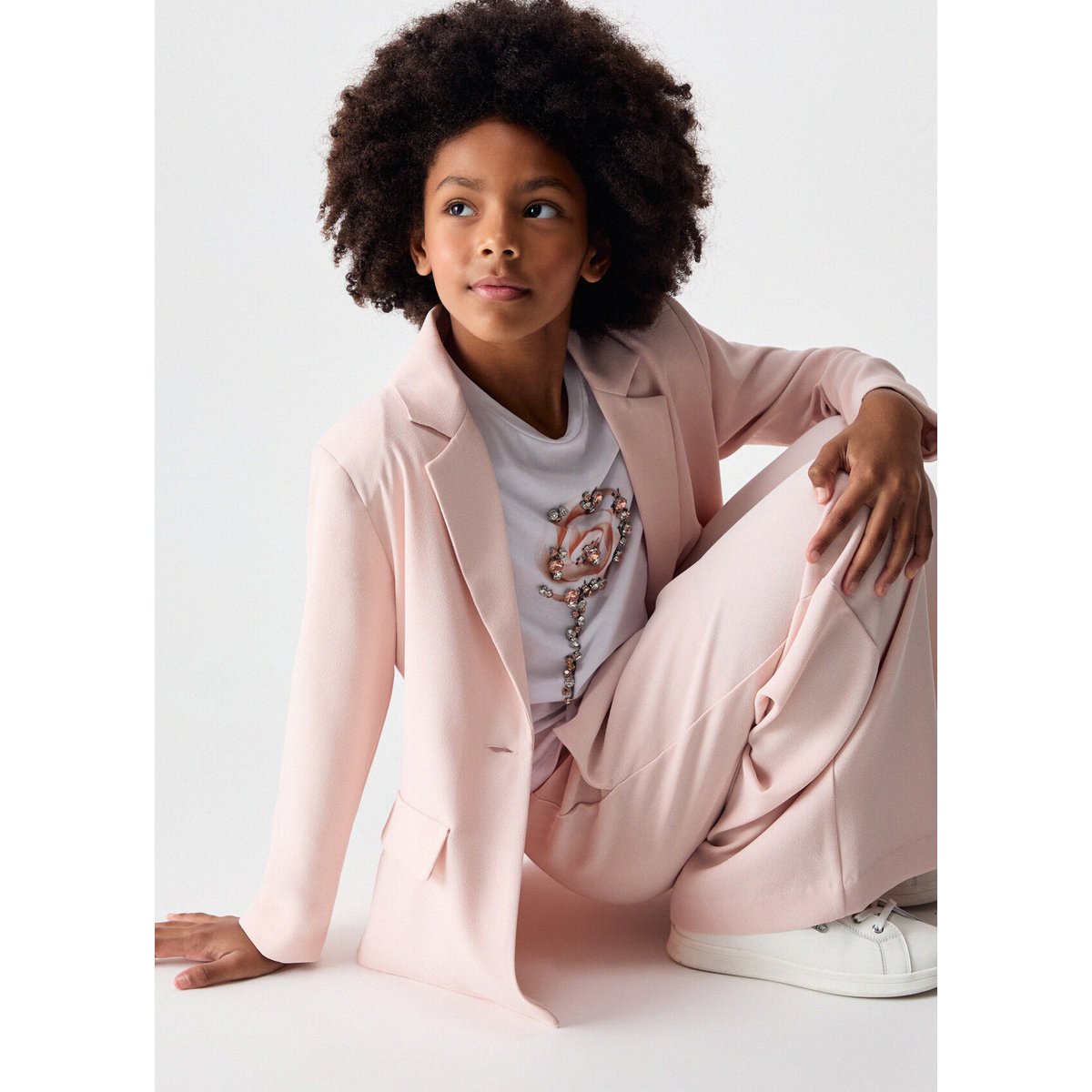 Pantalon palazzo en satin envers rose pêche, LIU JO