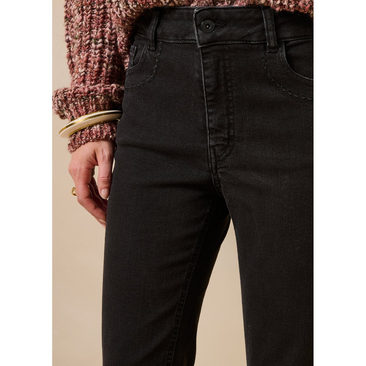Jean slim en coton biologique dark black, LA FEE MARABOUTEE