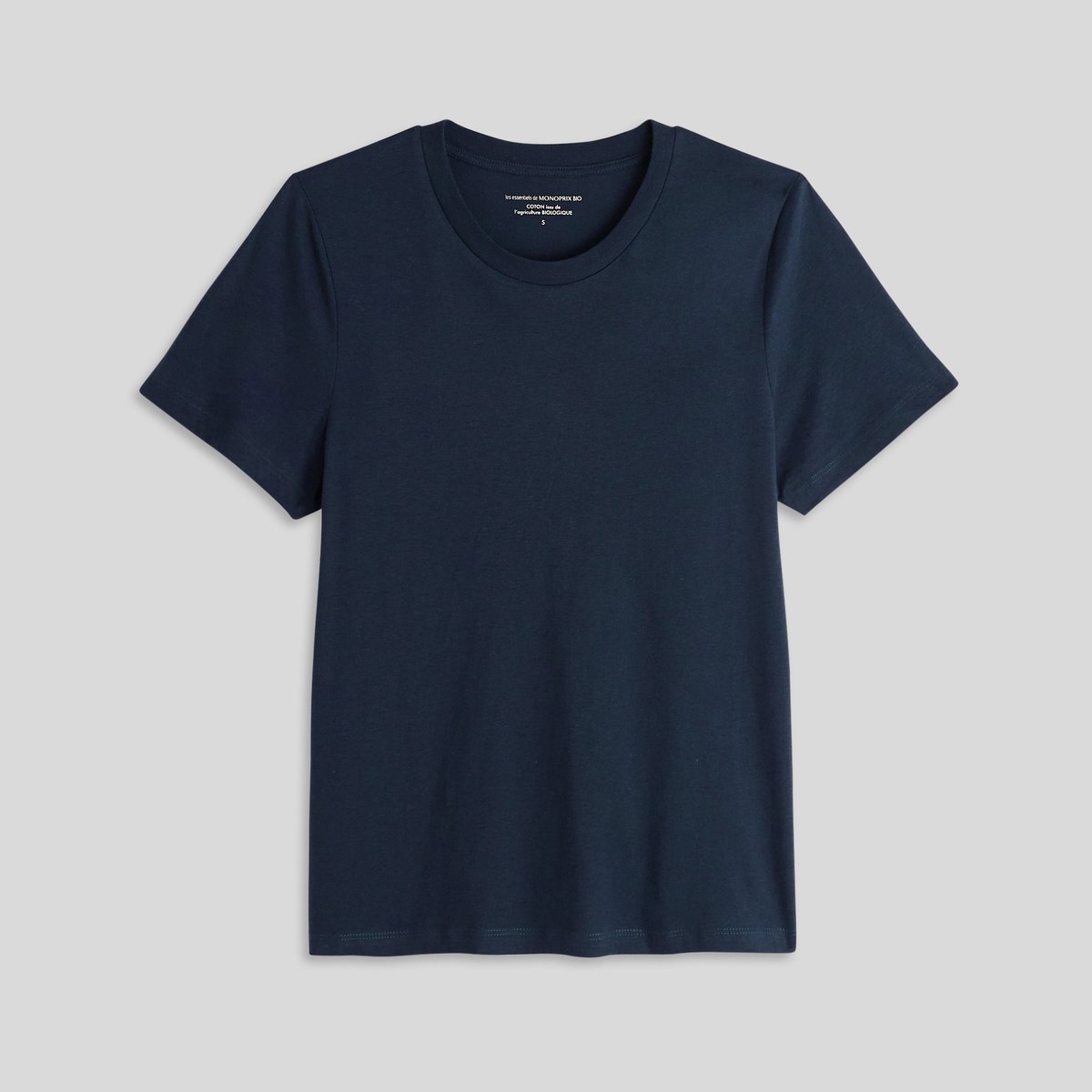 T.shirt uni en coton BIO, Oeko-Tex marine, MONOPRIX