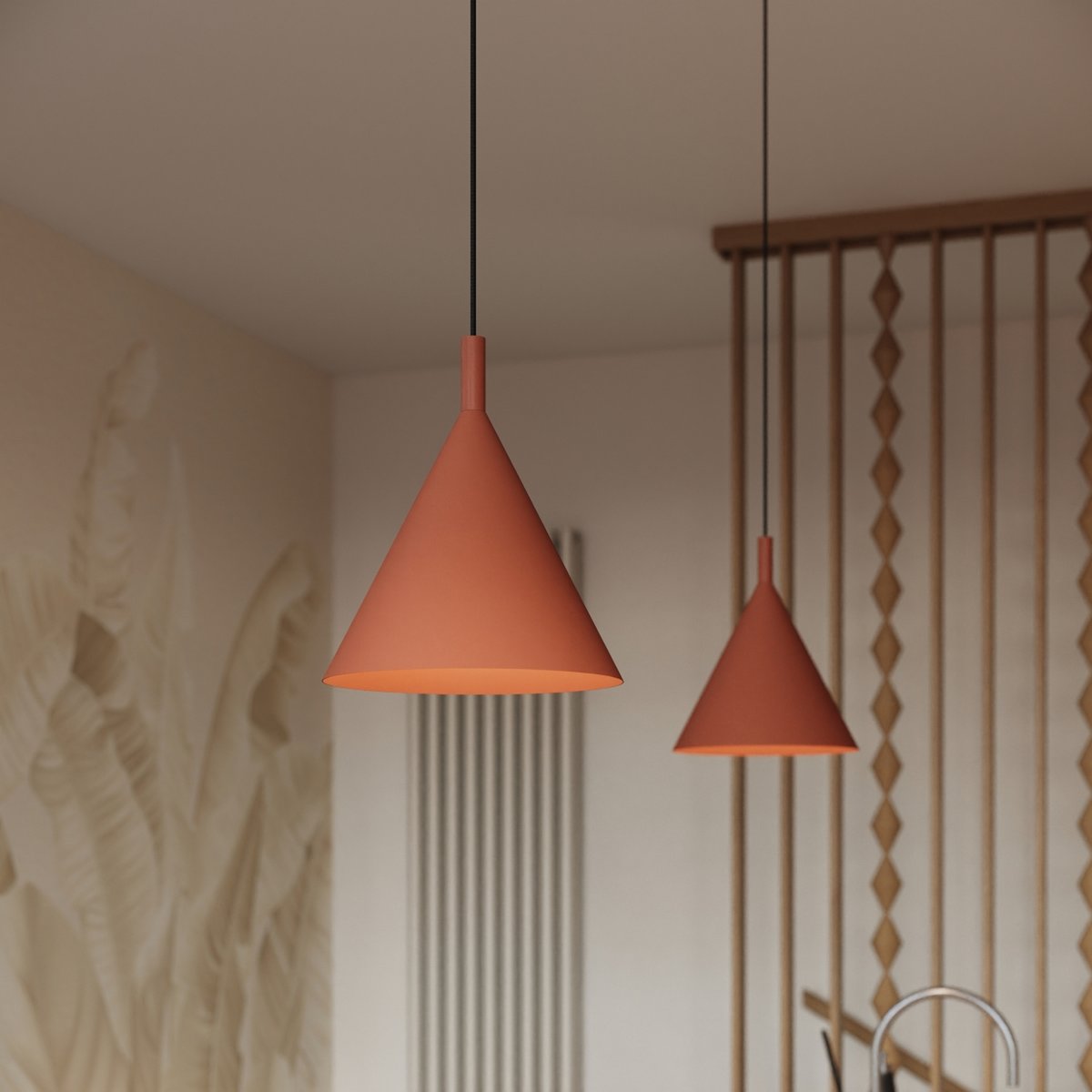 Suspension Acier Ocre Rouge E27 1 NOX ocre rouge, EDEN