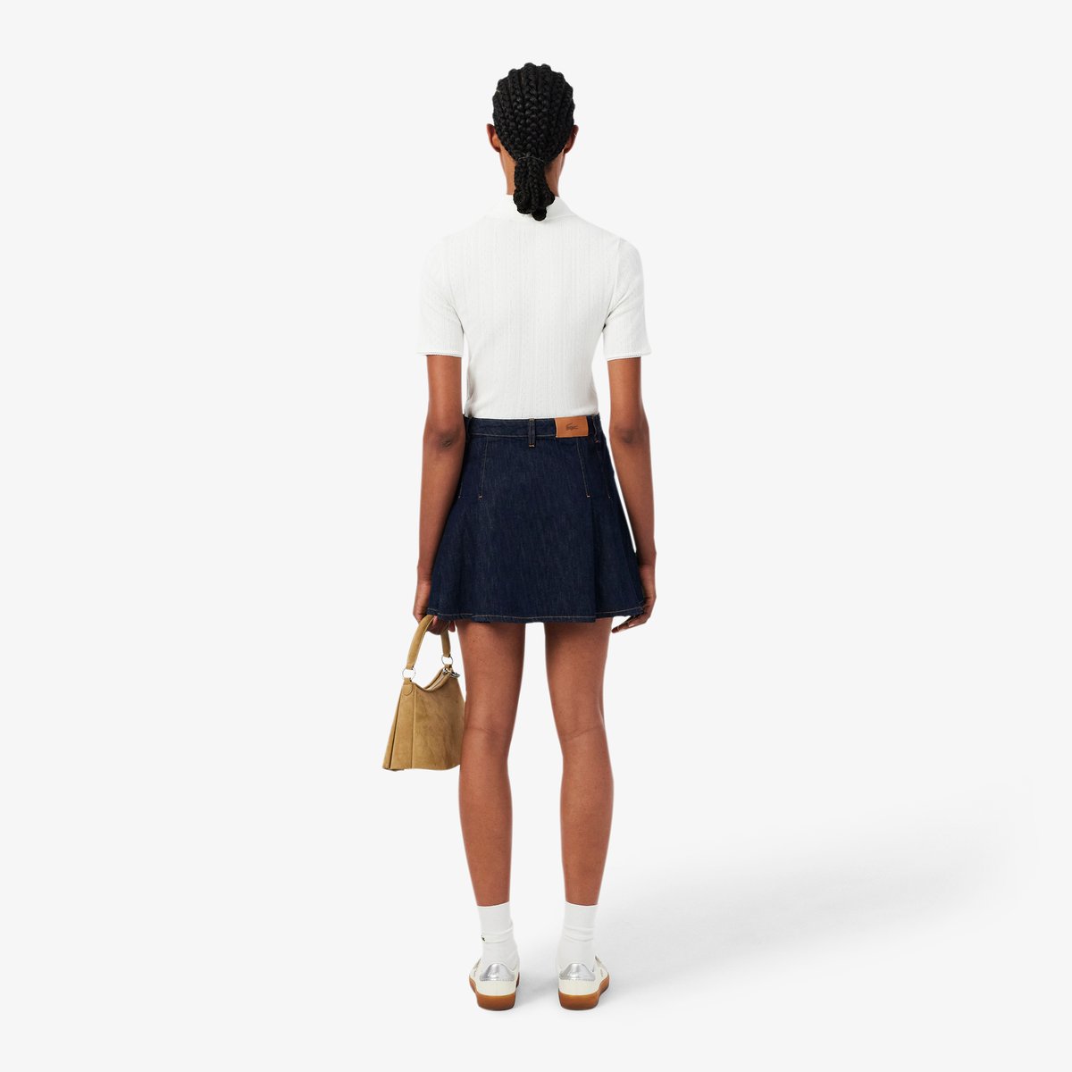 Jupe plissée courte denim bleu-rne, LACOSTE