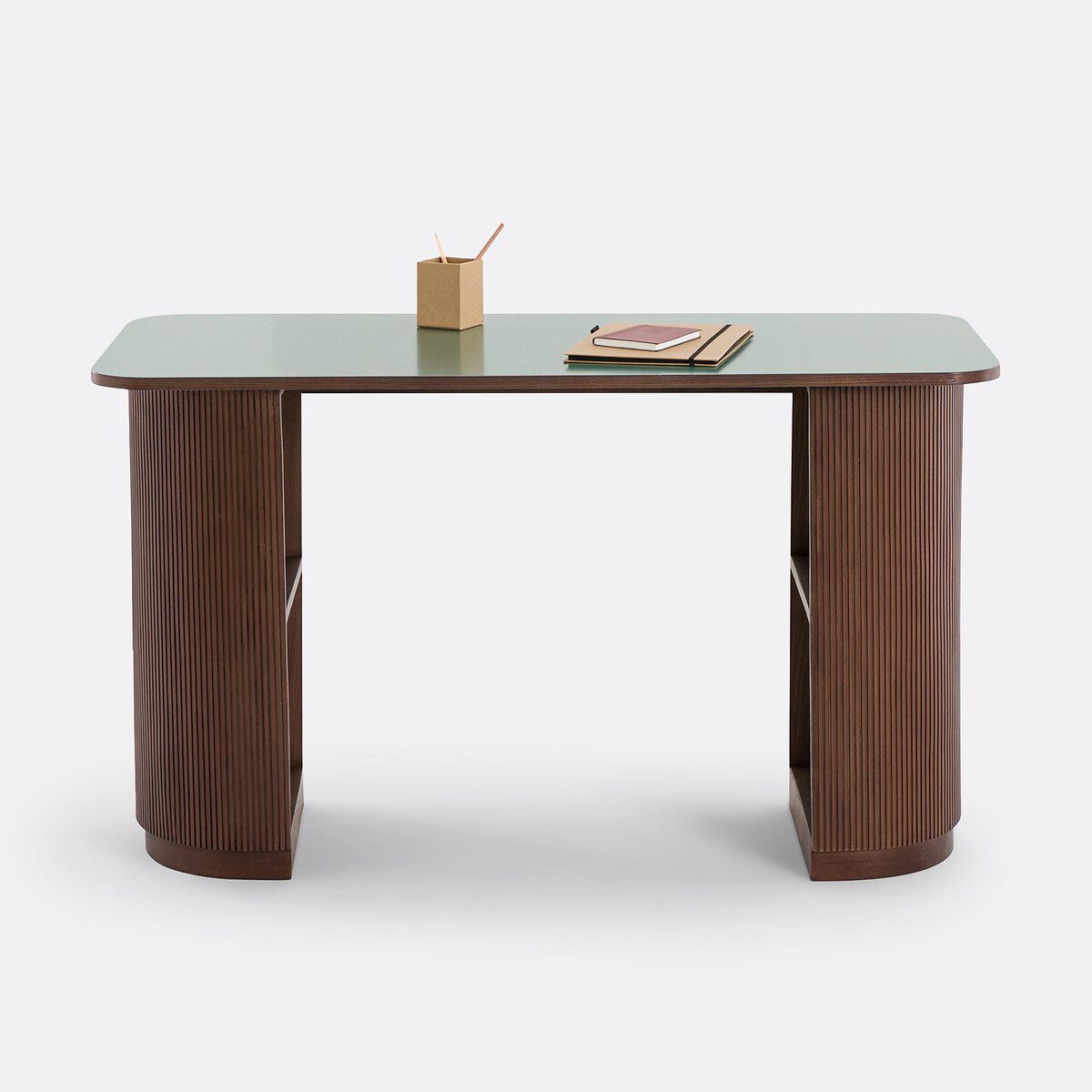 Fratti Desk with 4 Storage Compartments walnut/green, LA REDOUTE INTERIEURS