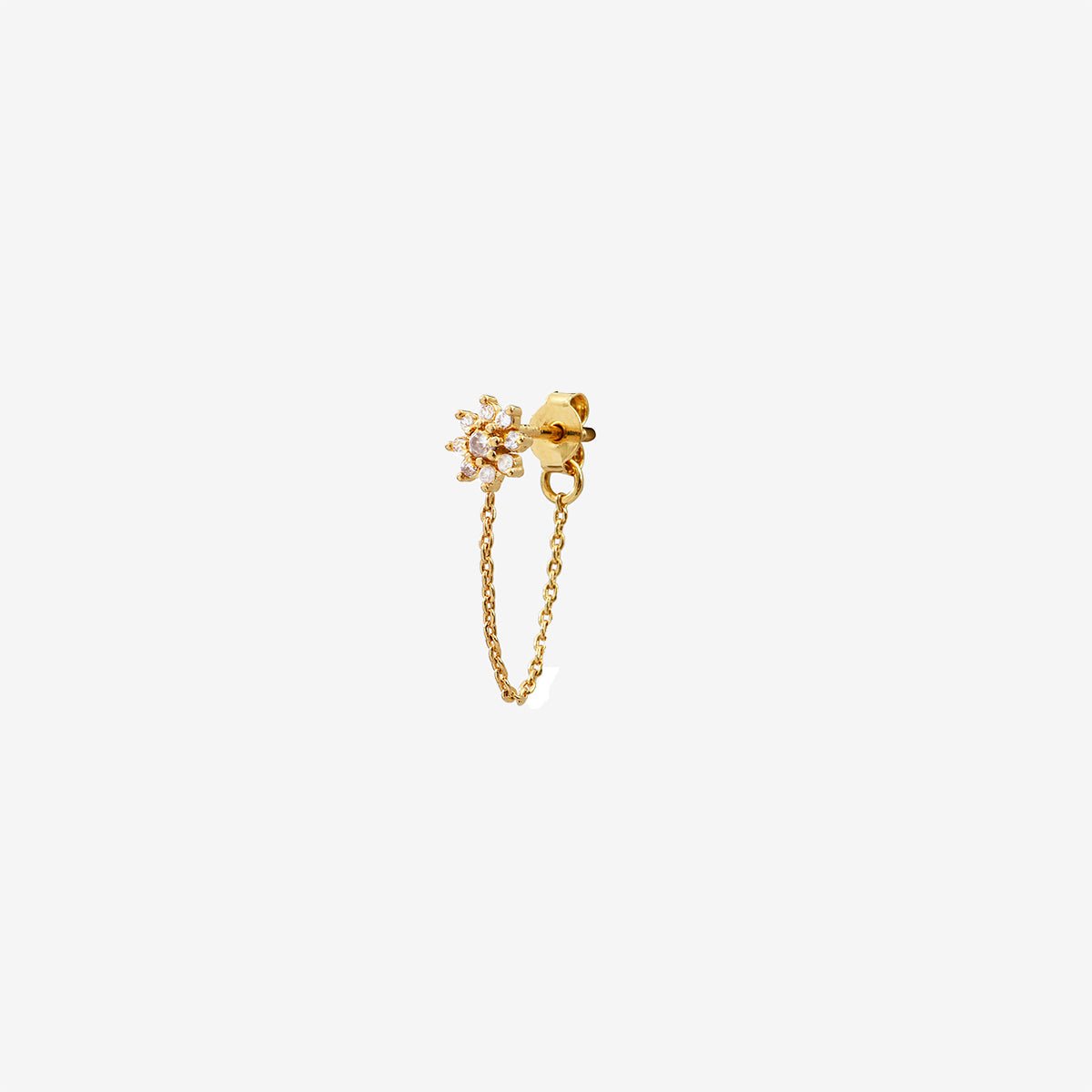 Boucles d'oreilles à l'unité doré à l'or fin bella oxyde de zirconium blanc, CAROLINE NAJMAN