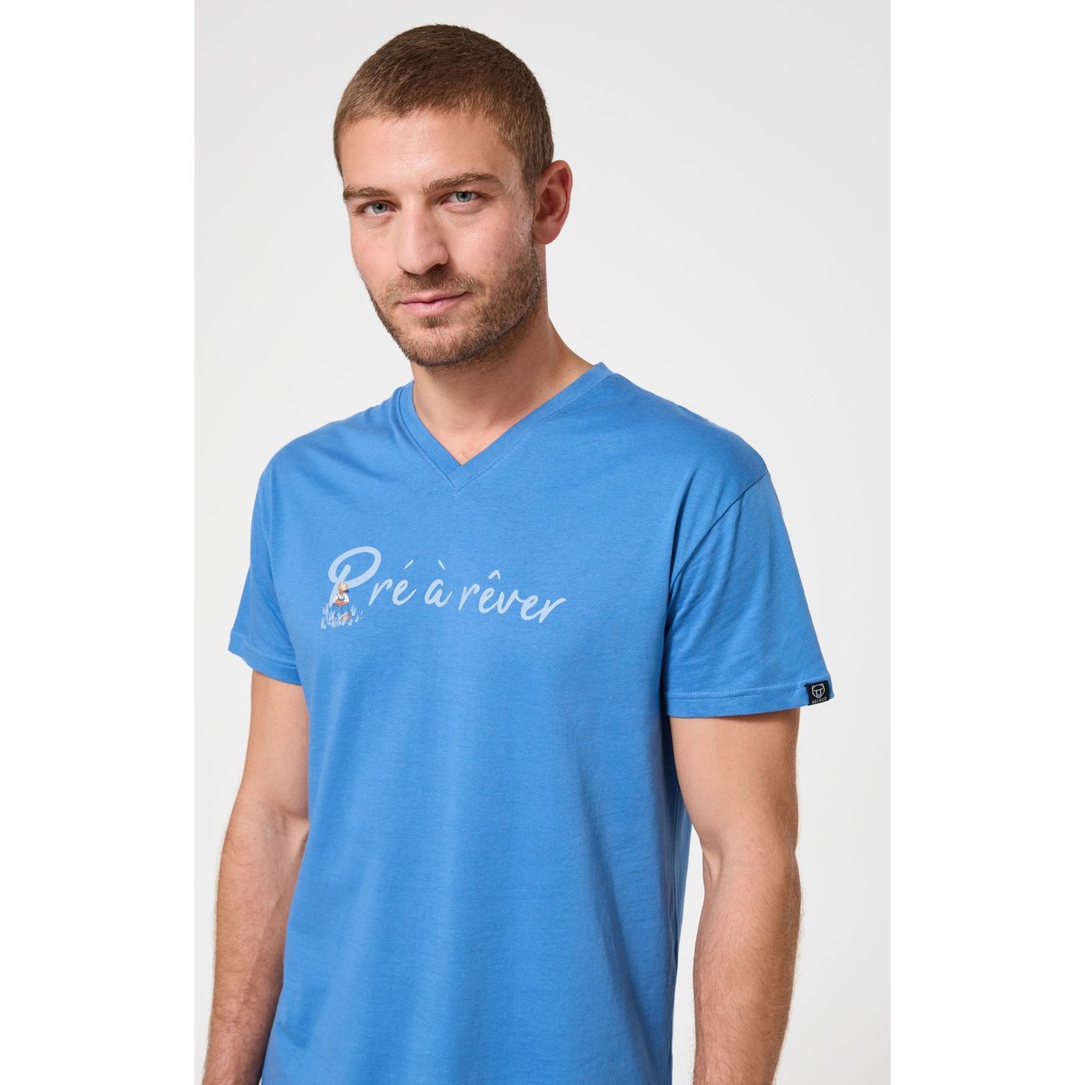 Pyjashort en coton imprimé Pré à rêver bleu, ARTHUR