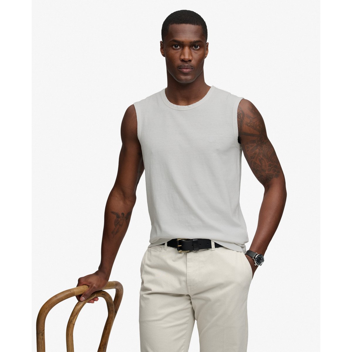 Débardeur Classic Cotton Linen Coupe Décontractée blanc citron vert, SUPERDRY