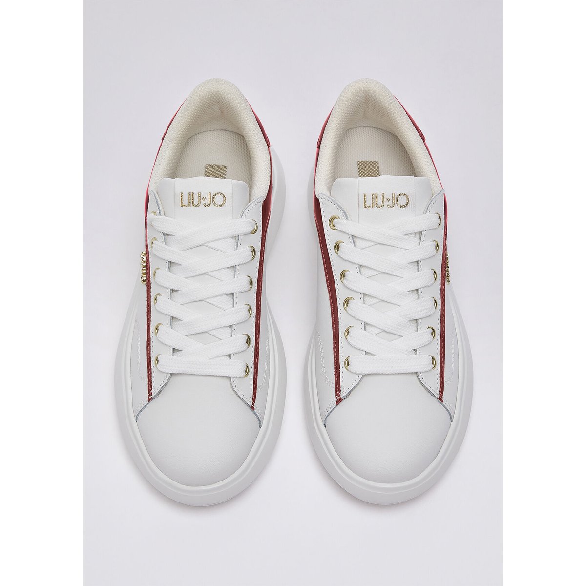 Baskets en cuir blanc et rouge, LIU JO
