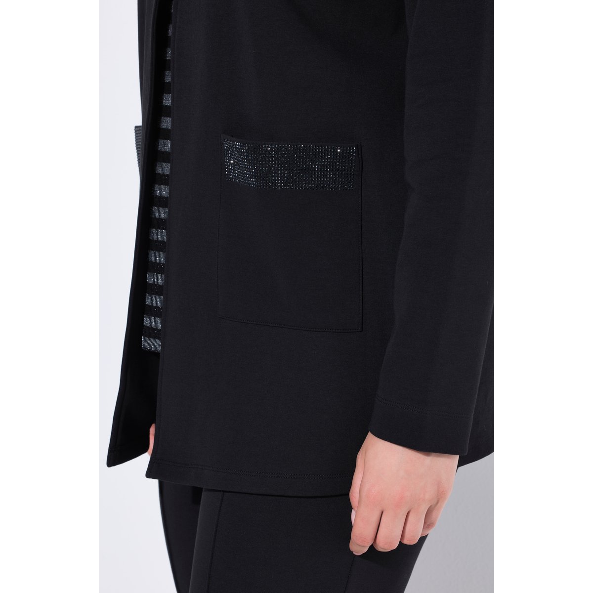 Veste en molleton à strass noir, ULLA POPKEN