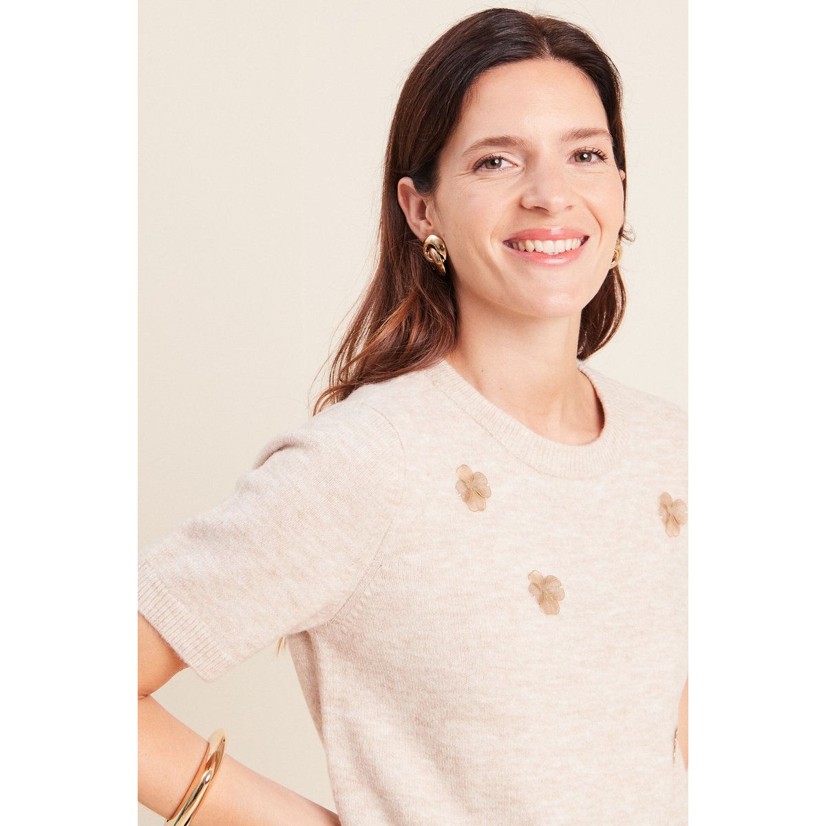 Pull col rond beige, BREAL